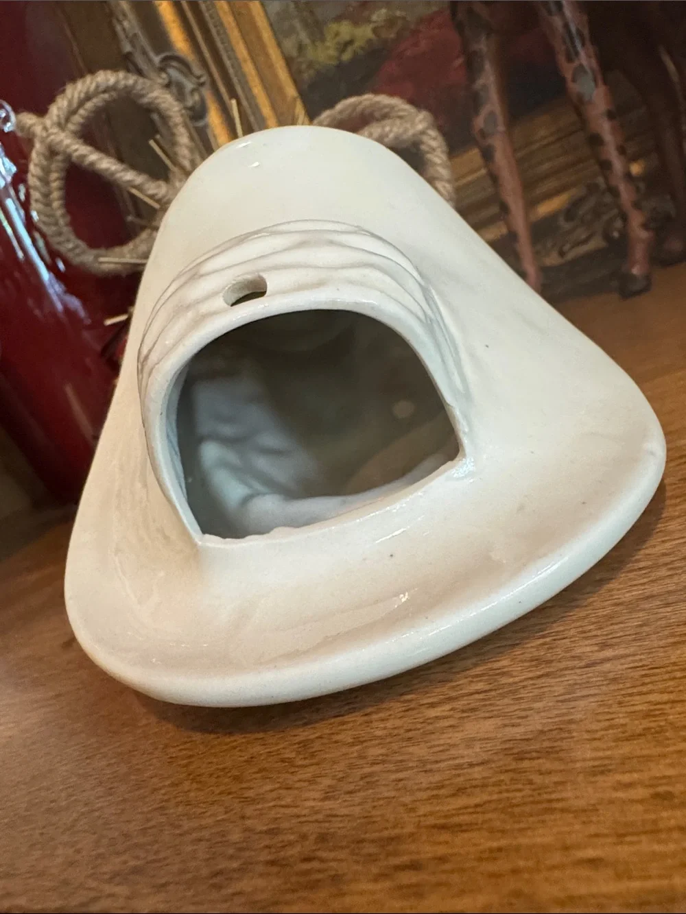 LADY HEAD VASE WALL POCKET White Ceramic High Gloss Sculpture - Vintage